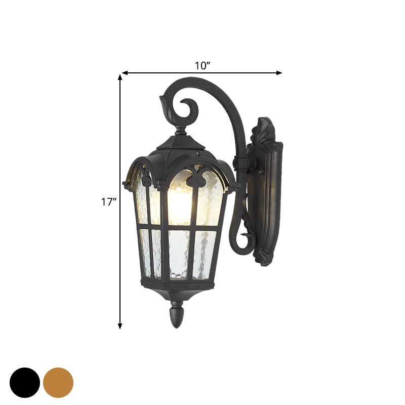 10"/14" 1-Light Water Glass Wall Lamp Farmhouse Black/Brass Lantern with Curvy Arm - Doorway Wall Lighting"
(The length of the title has been reduced while maintaining the important keywords for SEO.)