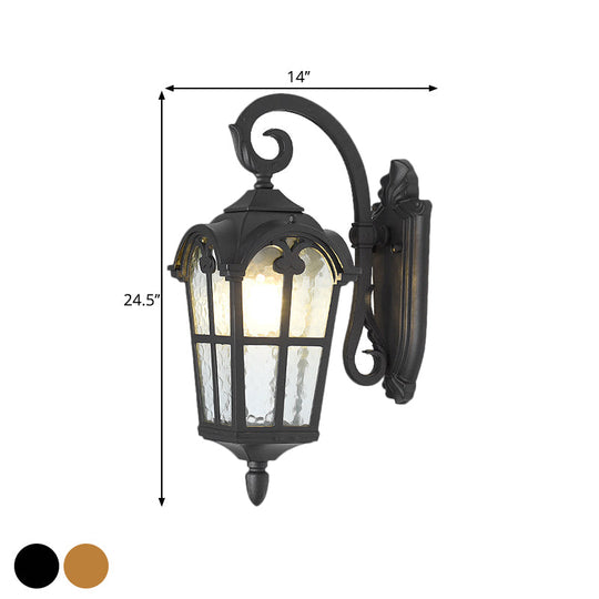 10"/14" 1-Light Water Glass Wall Lamp Farmhouse Black/Brass Lantern with Curvy Arm - Doorway Wall Lighting"
(The length of the title has been reduced while maintaining the important keywords for SEO.)