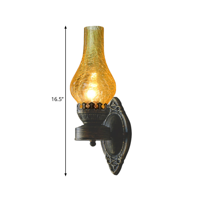 Head Vase Wall Lamp with Nautical Black Finish and Crackle Glass - Ideal for Wall Lighting