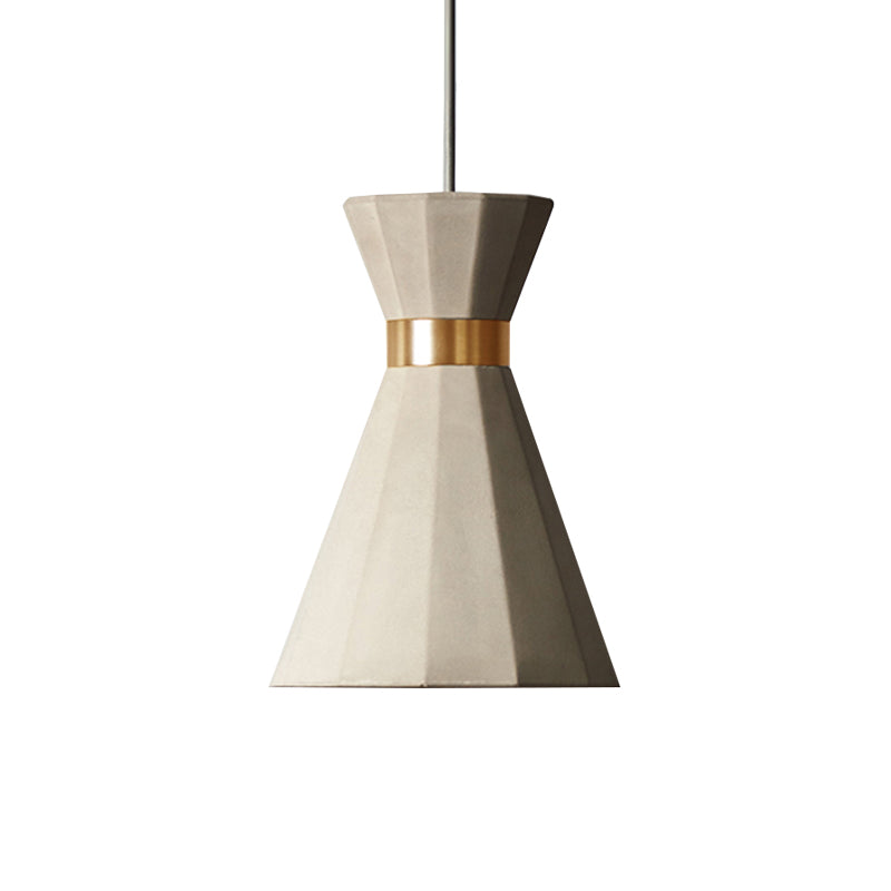 Modern Nordic Geometric Pendant Light - Grey Cement, 9"/10" Wide