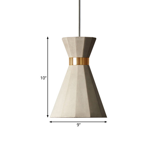 Modern Nordic Geometric Pendant Light - Grey Cement, 9"/10" Wide