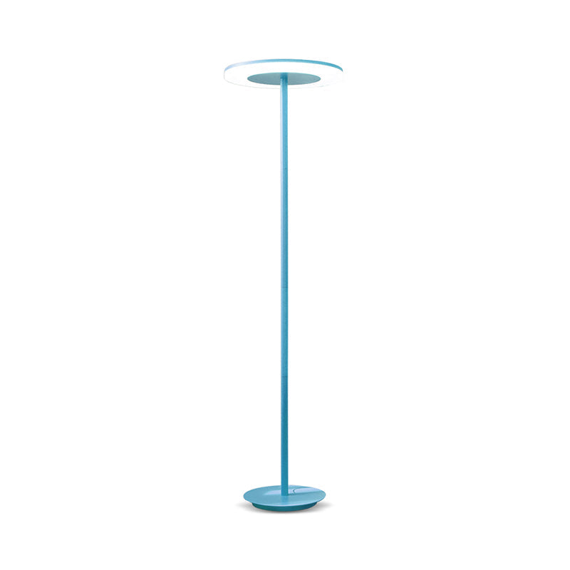 Macaron-Style LED Floor Lamp - Acrylic Disc Stand with Slender Pink/Yellow Stem: Warm/White Light