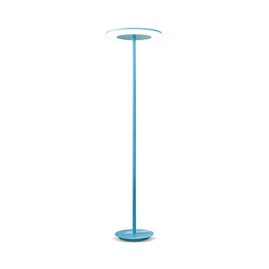 Macaron-Style LED Floor Lamp - Acrylic Disc Stand with Slender Pink/Yellow Stem: Warm/White Light
