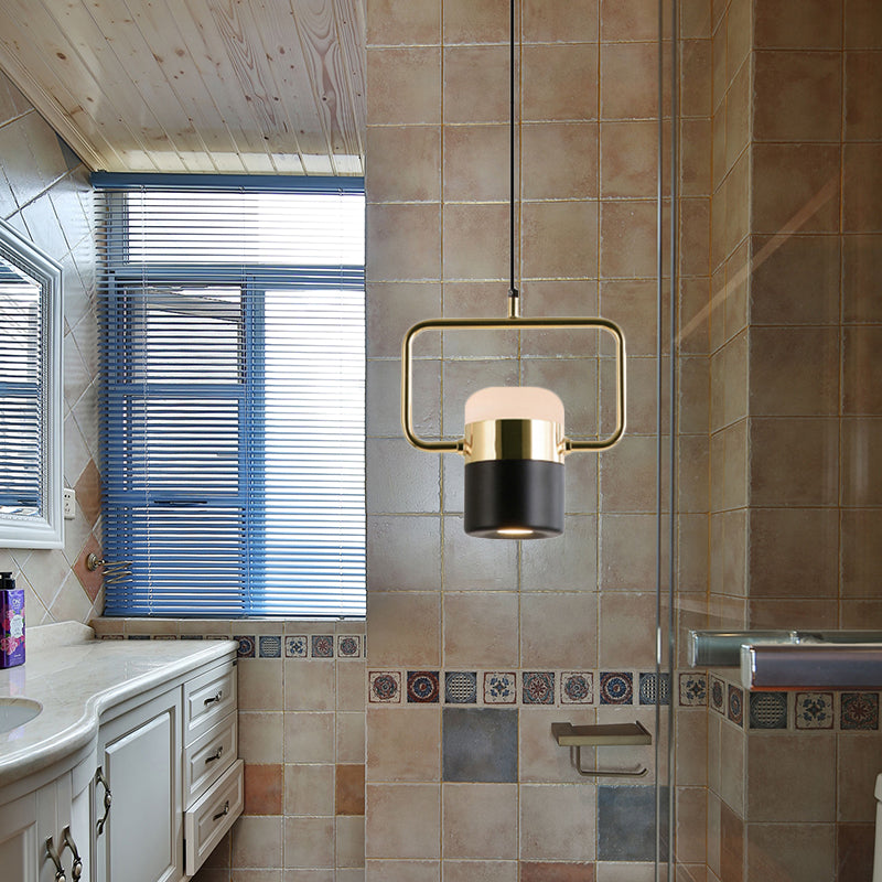 Margaret - Modern Black/White Cylinder Pendant Lamp Modern LED Steel and Glass Hanging Lighting with Rounded Edged Vertical/Horizontal Rectangle