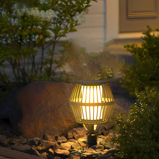 Modern Matte Black Solar Caged Lantern