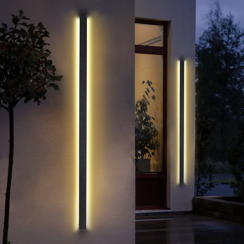 LED Long Linear Metal Waterproof Black Minimalist Outdoor Wall Lights