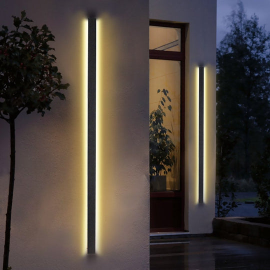 LED Long Linear Metal Waterproof Black Minimalist Outdoor Wall Lights