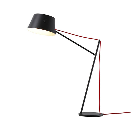 1-Light Modern Desk Lamp with Metallic Shade in Black Finish - Sleek Tapered Design for Living Room