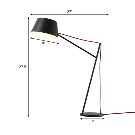 1-Light Modern Desk Lamp with Metallic Shade in Black Finish - Sleek Tapered Design for Living Room