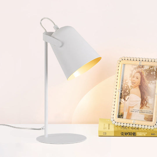 Adjustable Macaron-Style Metallic Desk Lamp, Barre Shade, 1-Light, Black/Grey – Perfect for Bedroom, Standing Desk