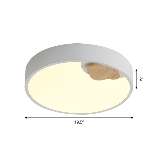 Scandinavian Acrylic Ceiling Light Fixture: White LED Round Flush Mount Lamp, 16"/19.5" Width