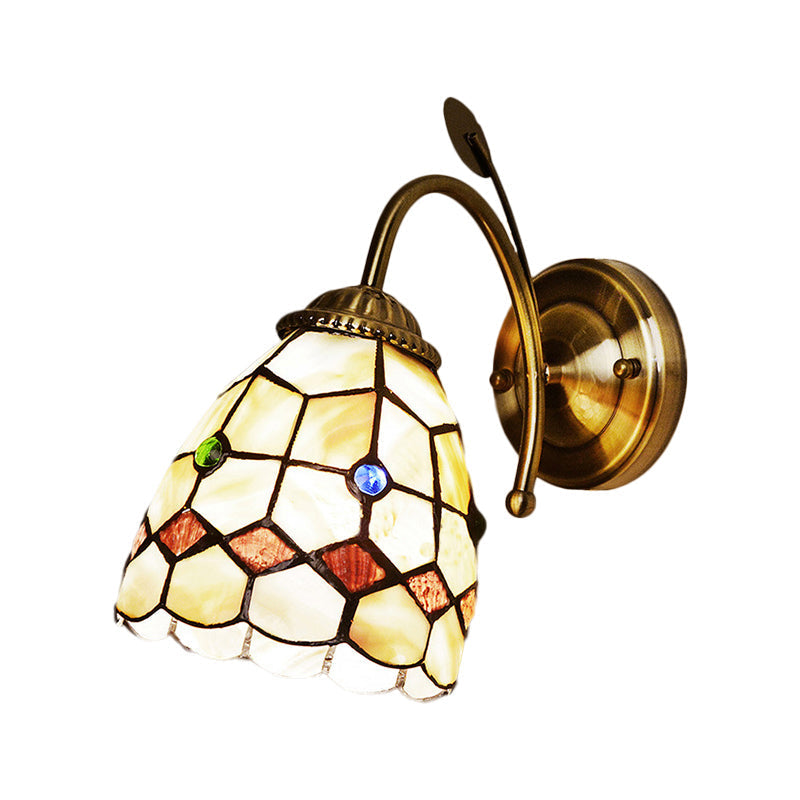 Baroque Gold Shell Wall Lamp with Arched Arm