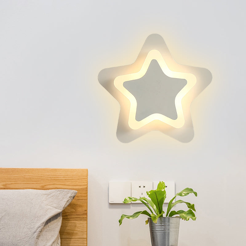 Modern LED Star Wall Sconce in Scandinavian Style - Black/White Flush Mount Fixture with Acrylic Shade