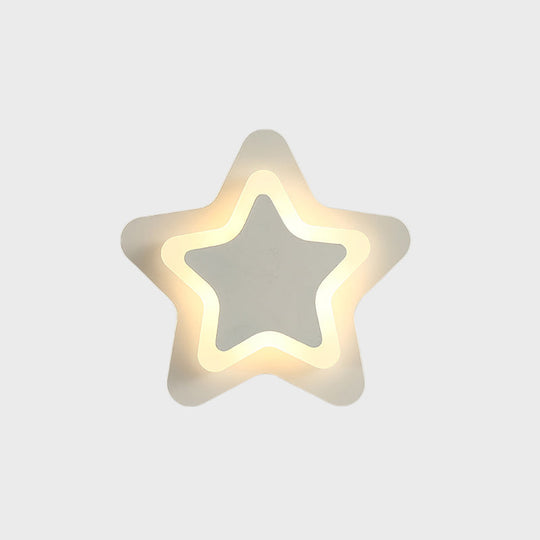 Modern LED Star Wall Sconce in Scandinavian Style - Black/White Flush Mount Fixture with Acrylic Shade