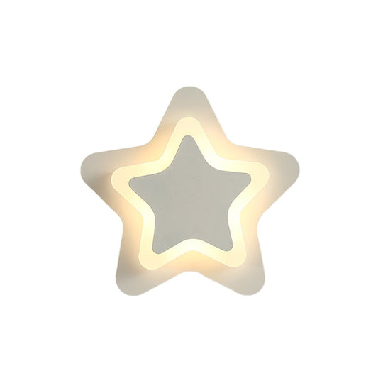 Modern LED Star Wall Sconce in Scandinavian Style - Black/White Flush Mount Fixture with Acrylic Shade