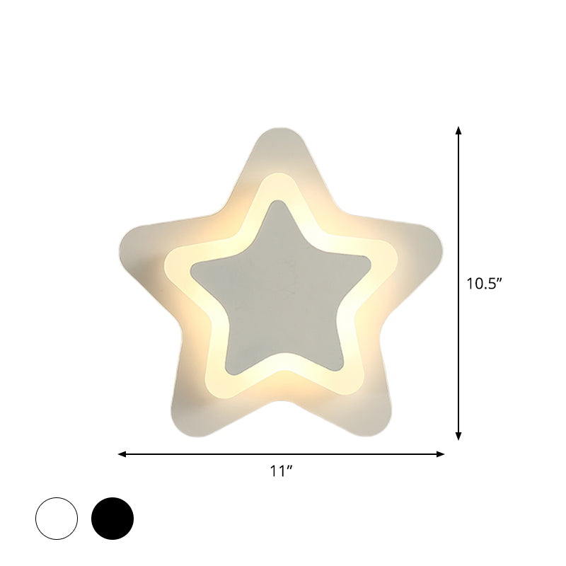 Modern LED Star Wall Sconce in Scandinavian Style - Black/White Flush Mount Fixture with Acrylic Shade