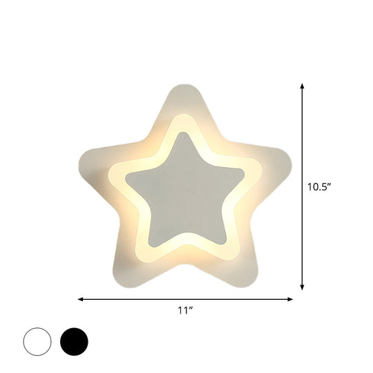 Modern LED Star Wall Sconce in Scandinavian Style - Black/White Flush Mount Fixture with Acrylic Shade