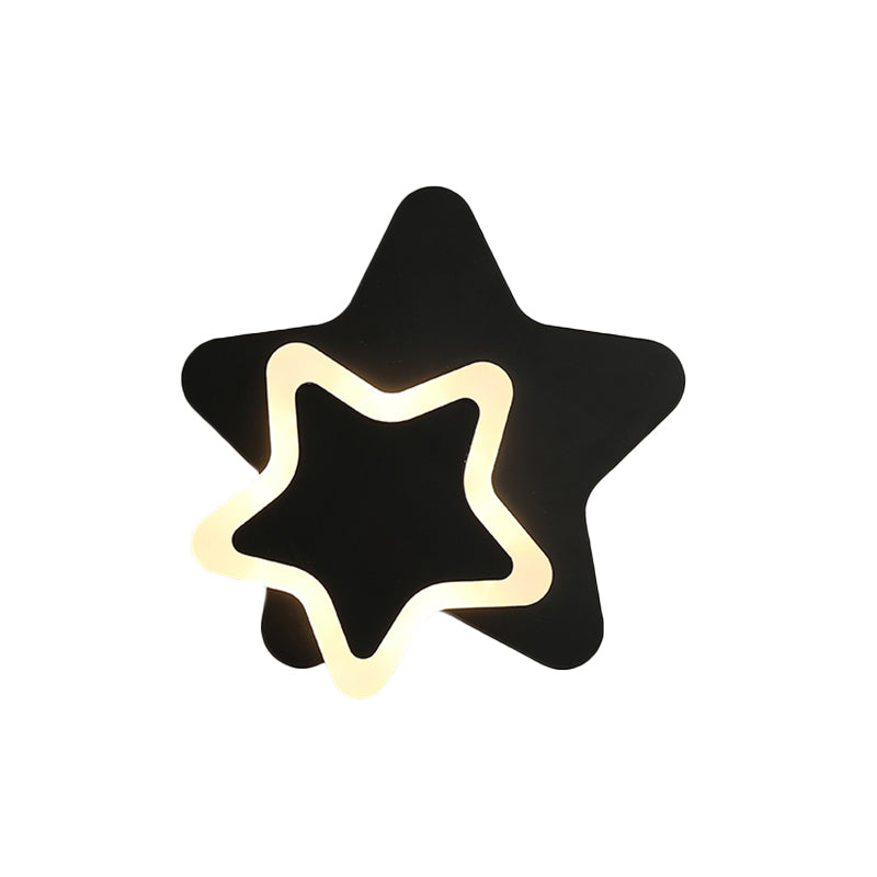 Modern LED Star Wall Sconce in Scandinavian Style - Black/White Flush Mount Fixture with Acrylic Shade