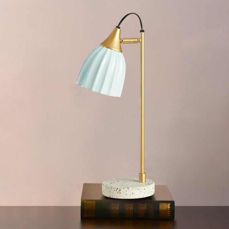 Kids Style Porcelain Dome Desk Lamp – 1 Light Night Lighting with Adjustable Joint in Pink/Blue/Green