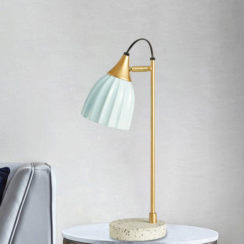 Kids Style Porcelain Dome Desk Lamp – 1 Light Night Lighting with Adjustable Joint in Pink/Blue/Green