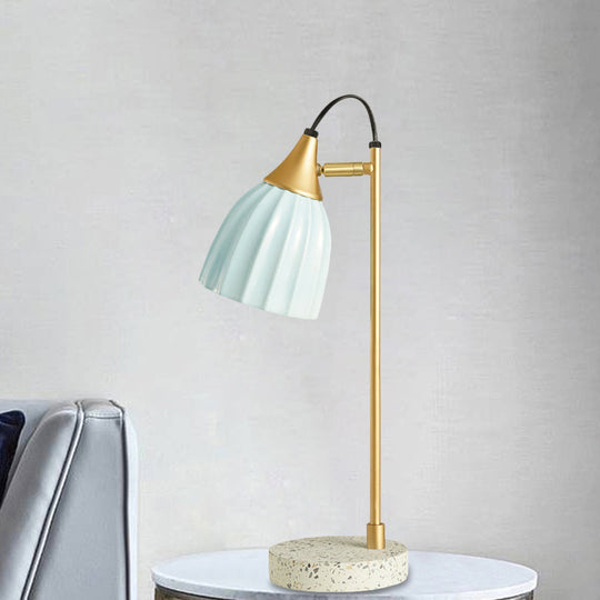 Kids Style Porcelain Dome Desk Lamp – 1 Light Night Lighting with Adjustable Joint in Pink/Blue/Green