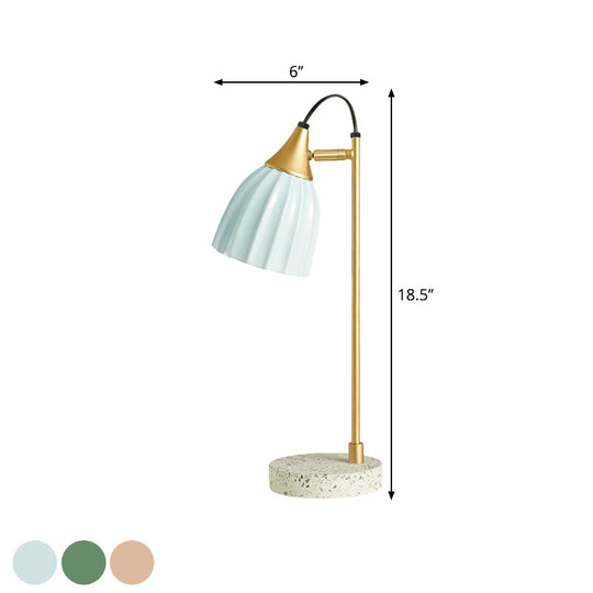 Kids Style Porcelain Dome Desk Lamp – 1 Light Night Lighting with Adjustable Joint in Pink/Blue/Green