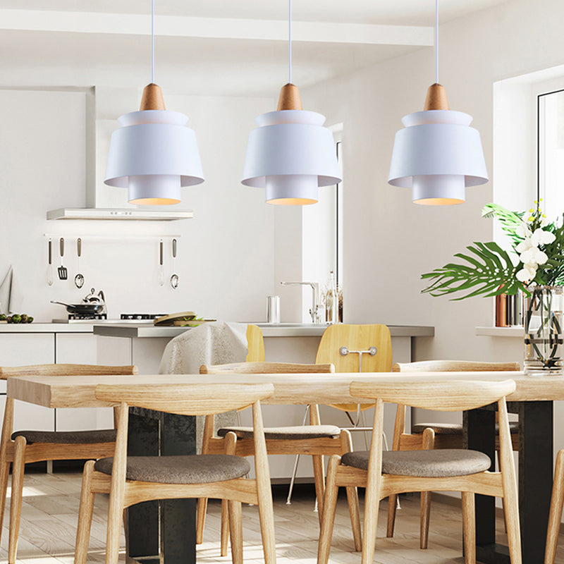 Modern Black/White Pendant Light for Dining Room with Metal Shade