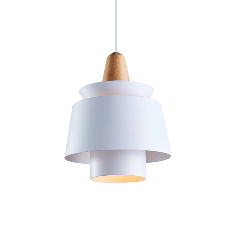 Modern Black/White Pendant Light for Dining Room with Metal Shade