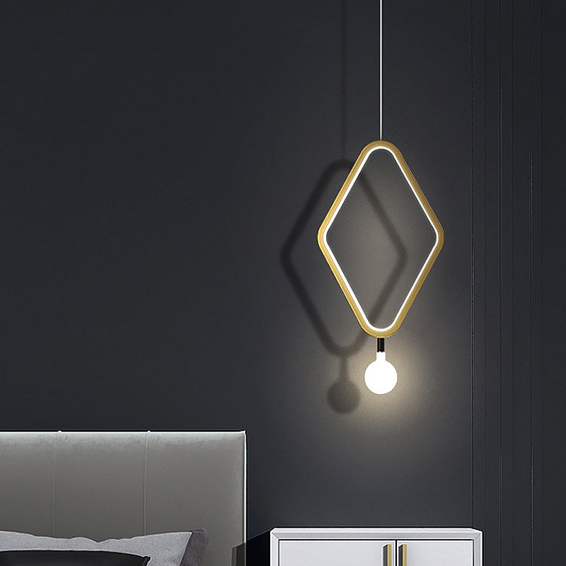 Gold Rhombus Pendant Light - Simplicity & Style in Warm/White Light with Exposed Bulb Design