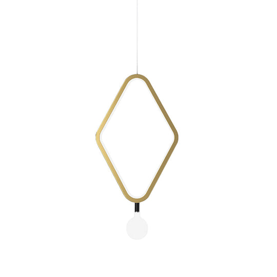 Gold Rhombus Pendant Light - Simplicity & Style in Warm/White Light with Exposed Bulb Design