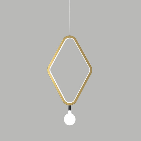 Gold Rhombus Pendant Light - Simplicity & Style in Warm/White Light with Exposed Bulb Design