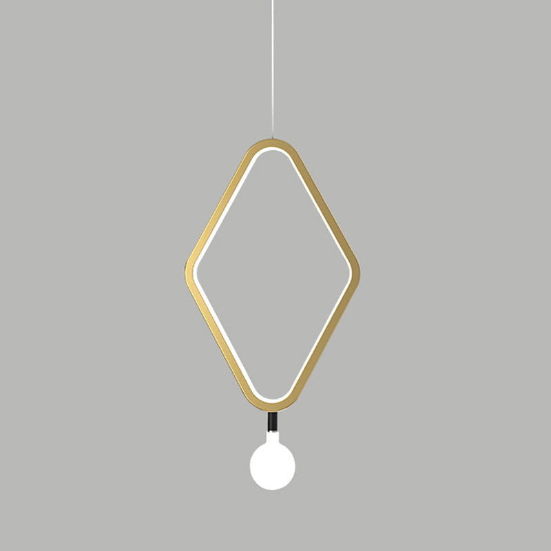 Gold Rhombus Pendant Light - Simplicity & Style in Warm/White Light with Exposed Bulb Design