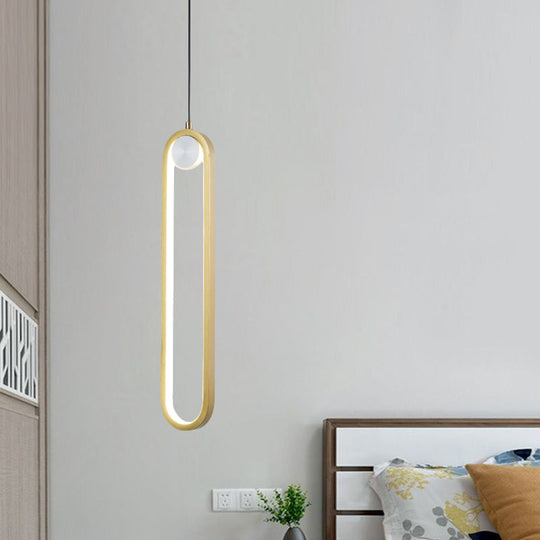 Minimalist Gold Metal LED Pendant Lamp for Bedroom - Warm/White Light