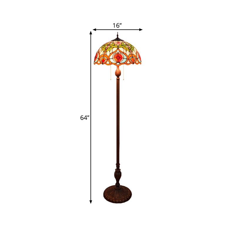 Blossom Tiffany Style Glass Reading Floor Lamp - Elegant Green Stand Up Lighting
