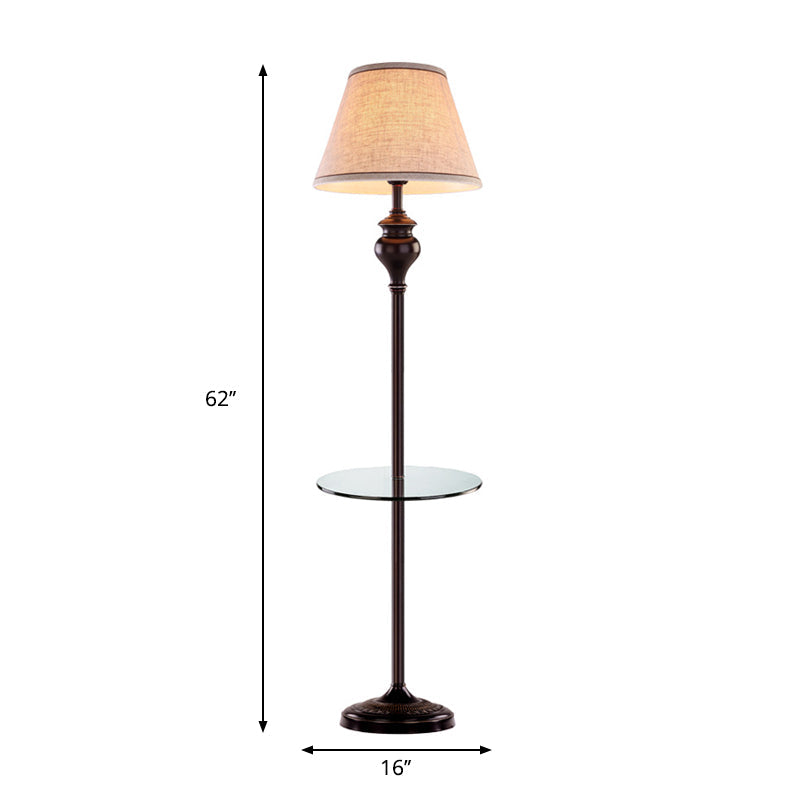 Traditional Conic Floor Lamp with Fabric Shade - Apricot