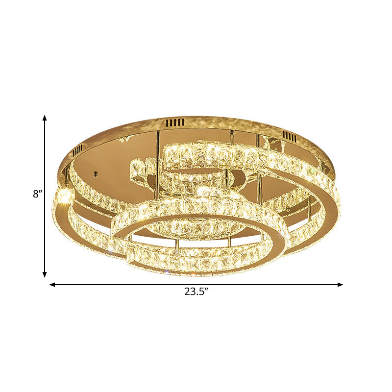 Modern LED Crystal Semi-Flush Ceiling Light in Warm/White, 19.5"/23.5" Diameter
