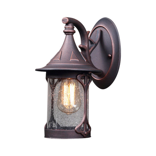 1-Bulb Seedy Glass Kerosene Lamp Wall Light in Black/Copper/Bronze - Warehouse Style