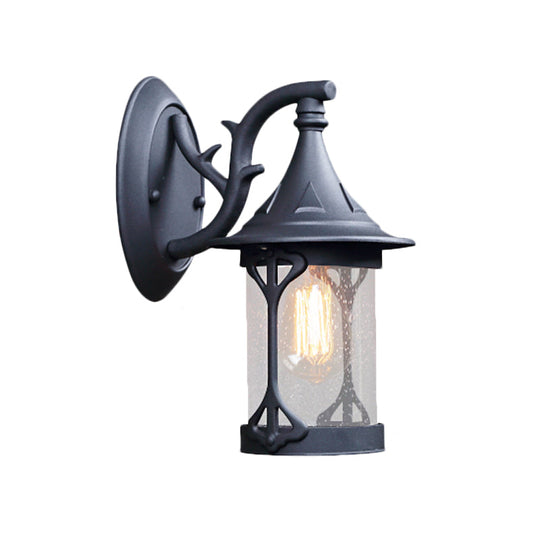 1-Bulb Seedy Glass Kerosene Lamp Wall Light in Black/Copper/Bronze - Warehouse Style