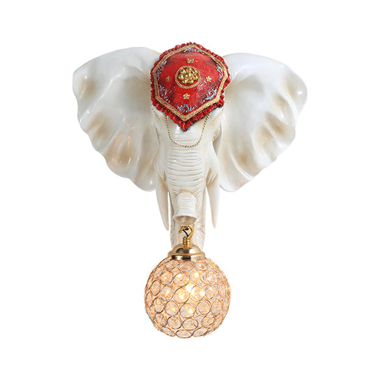Crystal Wall Mounted Lamp with Elephant Head Decor and Rural White/Gold Insert, Perfect for Wall Lighting