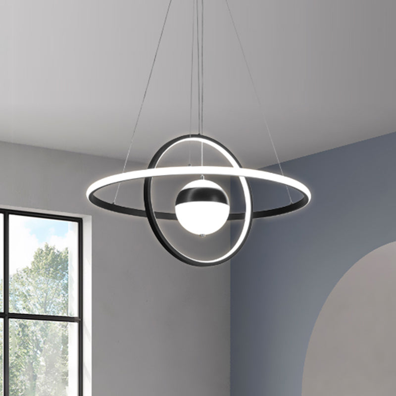Modernist LED Black Pendulum Lamp with Acrylic Globe Shade – Stylish Hanging Ceiling Light