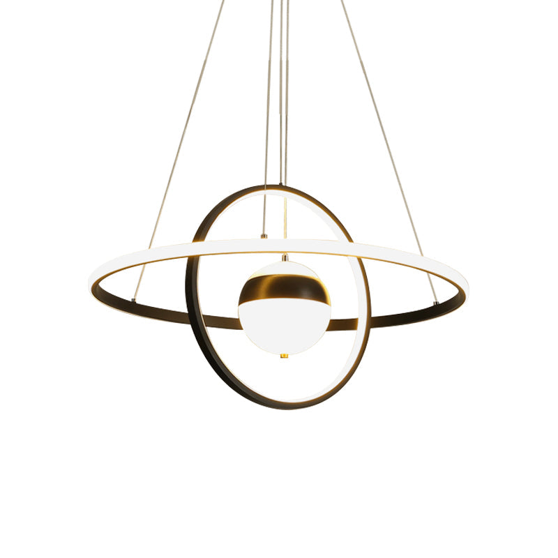 Modernist LED Black Pendulum Lamp with Acrylic Globe Shade – Stylish Hanging Ceiling Light