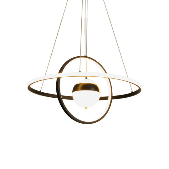 Modernist LED Black Pendulum Lamp with Acrylic Globe Shade – Stylish Hanging Ceiling Light