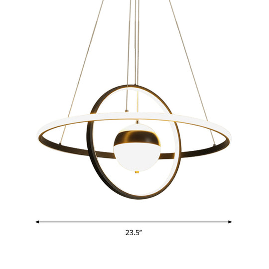 Modernist LED Black Pendulum Lamp with Acrylic Globe Shade – Stylish Hanging Ceiling Light