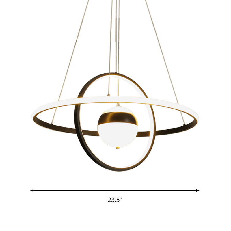 Modernist LED Black Pendulum Lamp with Acrylic Globe Shade – Stylish Hanging Ceiling Light