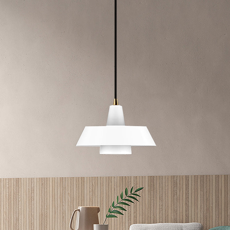 Minimalist Metallic Pendant Lamp: Black/White/Green Capped Hanging Lighting for Bedroom