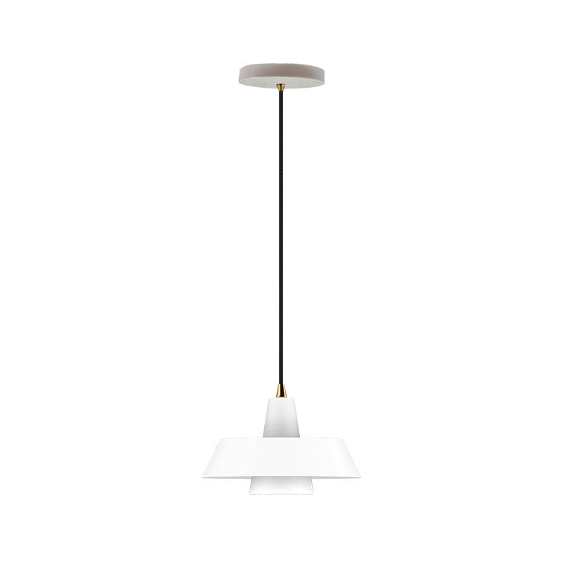 Minimalist Metallic Pendant Lamp: Black/White/Green Capped Hanging Lighting for Bedroom