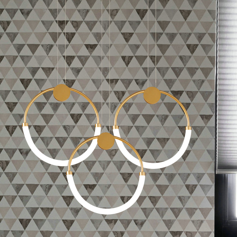 Nordic Circular Chandelier Lamp: Acrylic, 1/3 Gold Bulbs, Warm/White Pendant Lighting Fixture