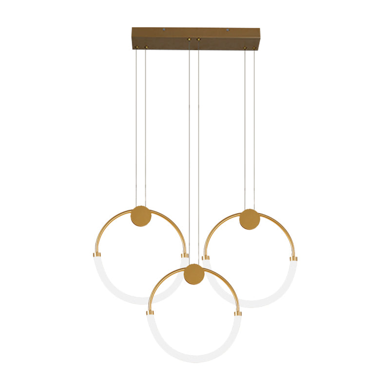 Nordic Circular Chandelier Lamp: Acrylic, 1/3 Gold Bulbs, Warm/White Pendant Lighting Fixture