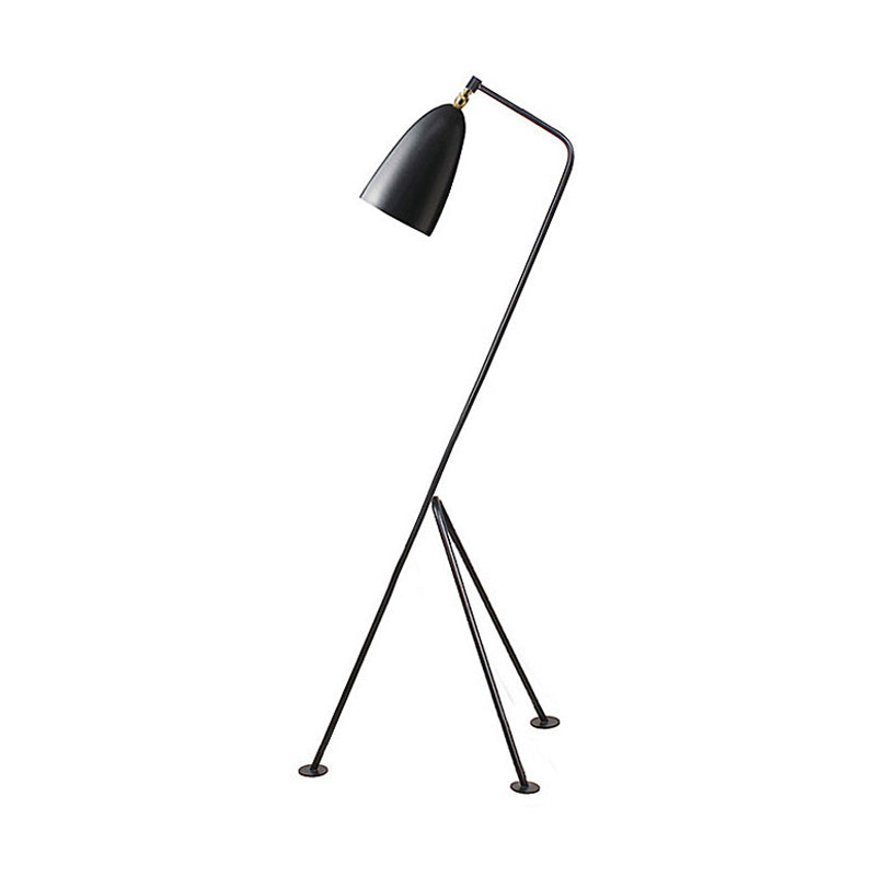 Modern Tripod Floor Lamp with Bell Shade - Metallic Design, 1 Light - Black/White - Perfect for Bedroom