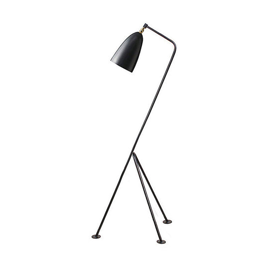 Modern Tripod Floor Lamp with Bell Shade - Metallic Design, 1 Light - Black/White - Perfect for Bedroom